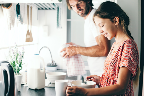 Family in kitchen